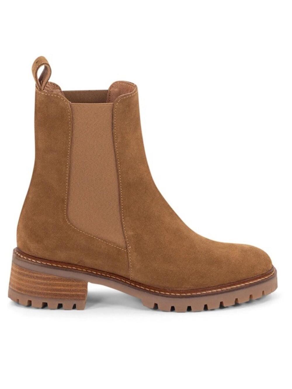 Sessun Ainwick Suede Leather Chelsea Boot In Camel. Size 38/US 7. Retail $438